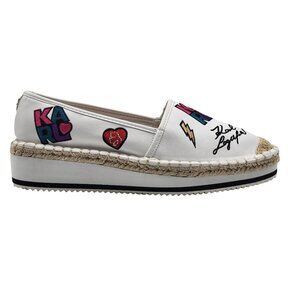 Karl‎ Lagerfeld Womens Bina Patch White Slip On Shoes Size 9.5